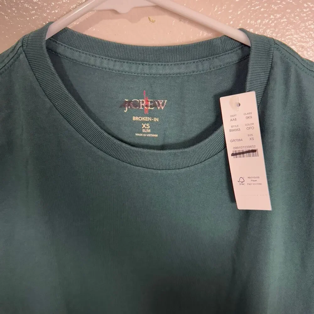 J.Crew T-Shirt MENS XS Green Crewneck Short Sleeve Cotton Stretch Minimalist